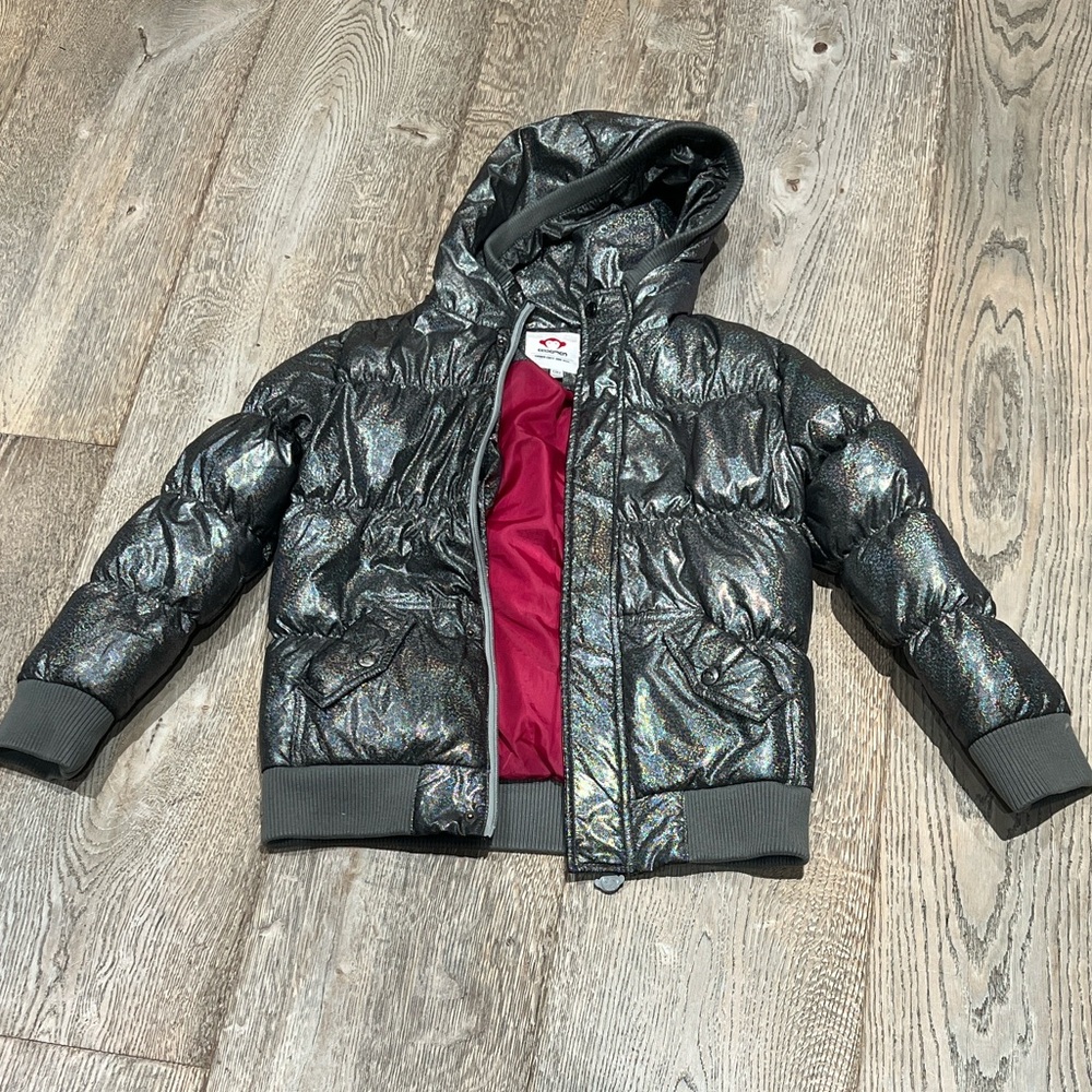 Appaman Shimmering Silver Kids Duck Down/Feather-filled Puffer Jacket Girls 10